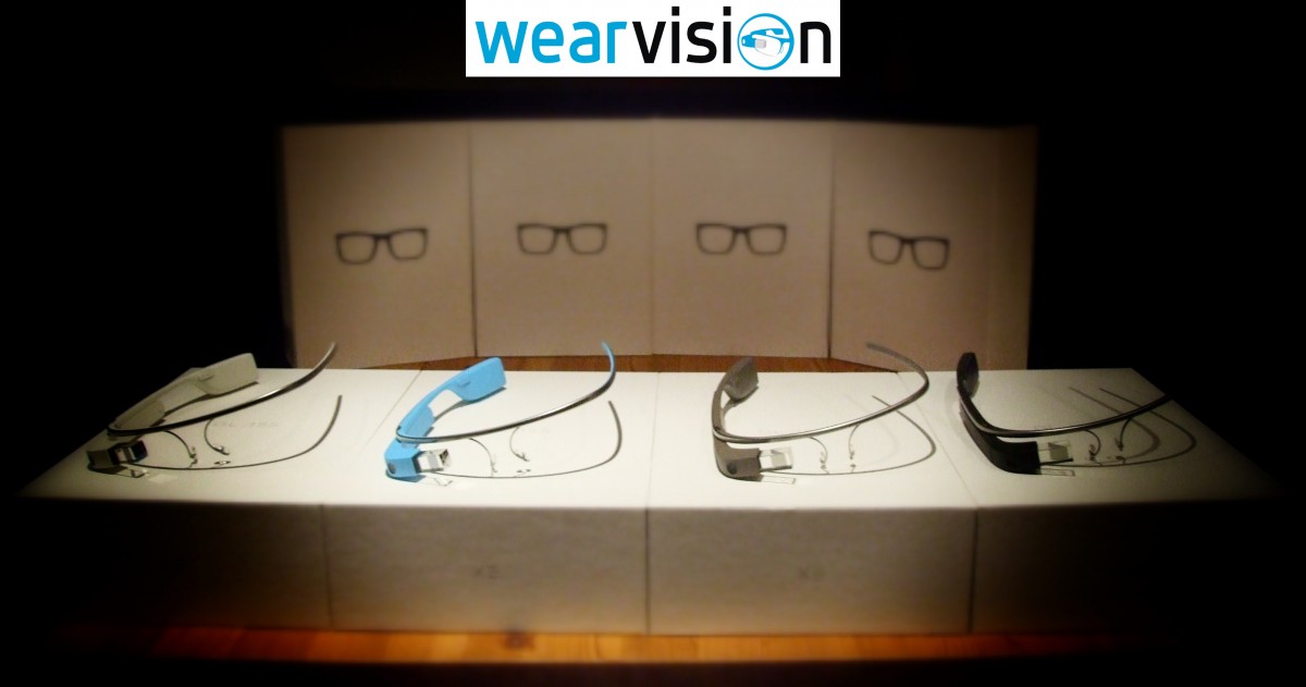 vier Google Glass ohne Brillengestell